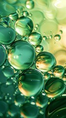 Canvas Print - oil in water bubbles with green-aqua colored gradient lighting 