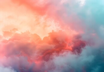 Wall Mural - Dreamy Pastel Sky With Blurred Clouds