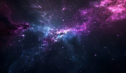 Wall Mural - Cosmic Nebula Background: Blue, Purple, and Black