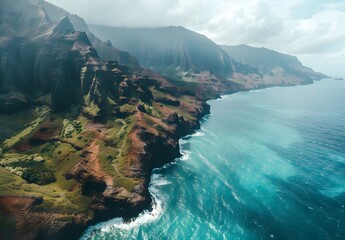 Poster - Aerial View of Kauai's Dramatic Coastline