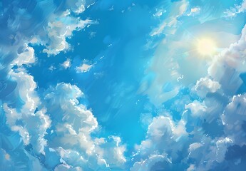 Wall Mural - Impressionist Summer Sky with Clouds