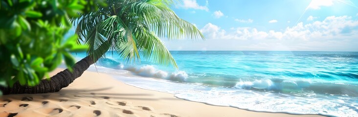 Wall Mural - Tropical Beach Summer Paradise Palm Tree