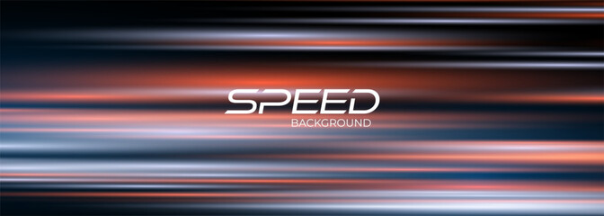 Poster - Blue and red speed background. Dark modern wide abstract technology background with glowing high-speed and movement light effect. Vector illustration creative wide banner.