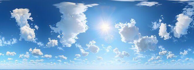 Wall Mural - Sunny Sky Panoramic View With White Clouds