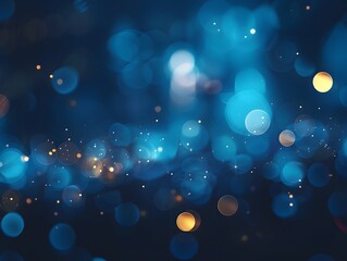 Wall Mural - abstract blue bokeh background with glowing lights