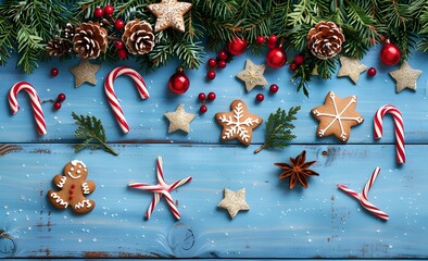 Sticker - Christmas Garland with Gingerbread Cookies & Candy Canes