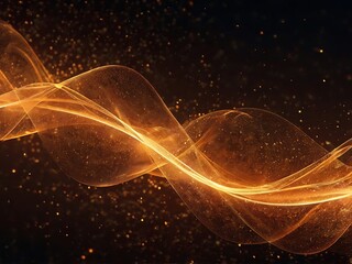 Wall Mural - Dark digital abstract background wallpaper with orange waves and particles of light, unique graphic design