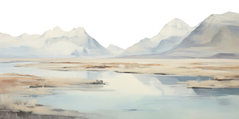 Canvas Print - PNG Arctic landscape painting outdoors nature.