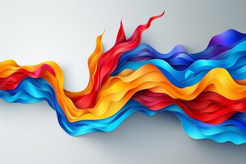 Sticker - Vibrant abstract 3D wave illustration in red, blue, yellow, and purple hues, showcasing fluid motion, texture, and dynamic energy in a modern artistic digital composition.