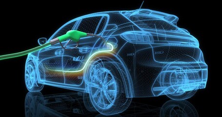 Wall Mural - Footage Showing V8 Car Engine Springing to Life Post-Refuel. Industry And Technology Related 3D Animation.