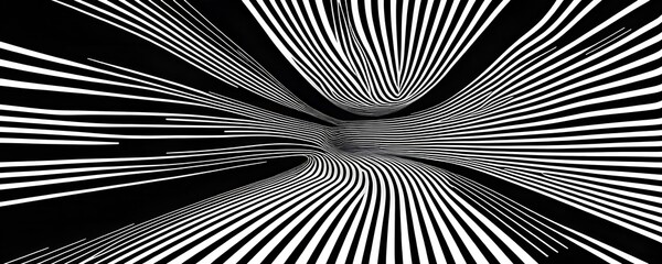 Wall Mural - black and white tunnel structure representing data and communication in abstract geometry