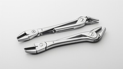 Two pliers crossing each other on a white background, their streamlined design and minimalist aesthetics highlighted