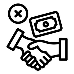 Wall Mural - Unethical Handshake vector icon illustration of Corruption iconset.