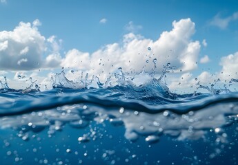 Sticker - Water Splash with Sky and Clouds