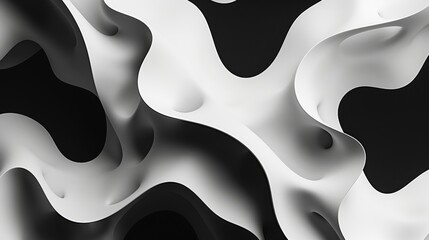 Poster - White abstract shapes on a black backdrop