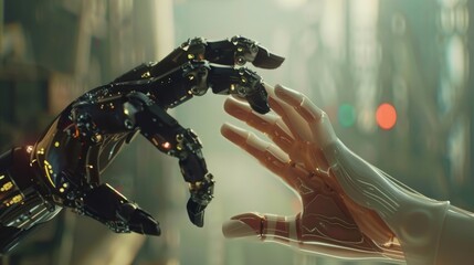 Fototapete - Using intelligent stock technology, humans can enter commands to generate solutions to solve problems. Stock assists humans in their tasks.