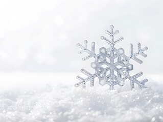 Sticker - Sparkling Snowflake on Snowy Background