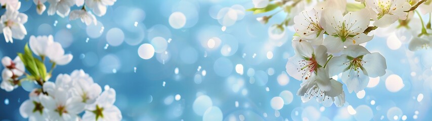 spring blossom banner with bokeh background