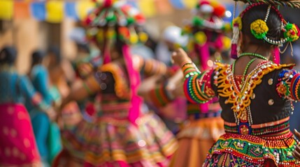 AI-generated illustration of traditional dancers performing at a cultural festival