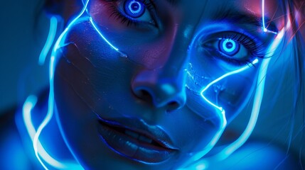 Aufkleber - Featuring a stock phone with a futuristic woman as the avatar or userpic. Online support system.