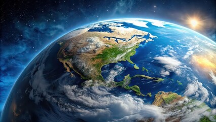 Wall Mural - Planet Earth seen from space with clouds and oceans, earth, planet, space, globe, world, atmosphere, blue, green, NASA