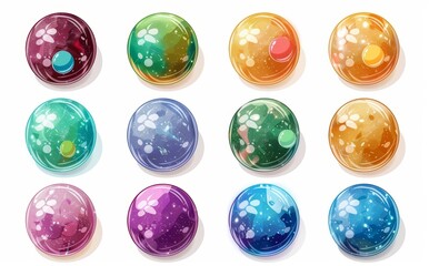 Sticker - Glowing orbs for game design with liquid plasma and fire effects.