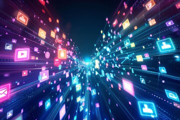 Fototapete - Online social network. Streaming video. Digital content concept. NFT. Non-fungible token. Online social network. Streaming video.