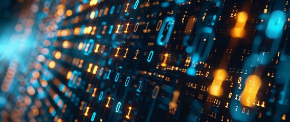Leinwandbilder - A concept of digital transformation. A binary code. A programming language.