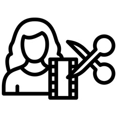 Sticker - Film Editor Female vector icon illustration of Filmmaking iconset.