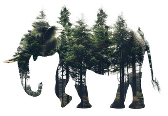 Sticker - PNG Elephant silhouette forest trees