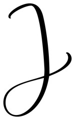 Canvas Print - Vector calligraphy hand drawn letter J drop cap. Script font logo icon. Handwritten brush style