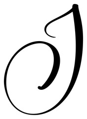 Canvas Print - Hand drawn vector calligraphy letter capital J. Script font logo initials. Handwritten brush style flourish
