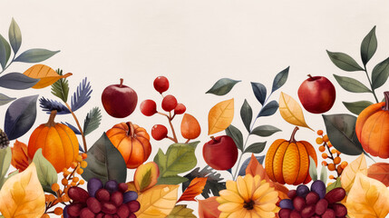 Poster - Ink watercolor illustration capturing deep amber and rich chocolate hues symbolizing Thanksgivings harvest bounty banner design watercolour background 