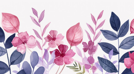 Poster - Ink watercolor illustration capturing delicate pale pinks and rich purples to represent All Saints Day banner design watercolour background 