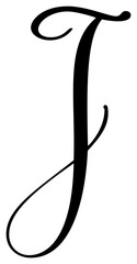 Canvas Print - Vector calligraphy hand drawn letter J icon logo. Script font. Handwritten brush style