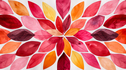 Canvas Print - Ink watercolor illustration depicting a kaleidoscope of red orange and yellow foliage for Thanksgiving banner design watercolour background 