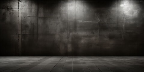 Wall Mural - Dark Room with Concrete Wall and Wooden Floor