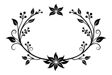 beautiful graphic with a black elegant plant ornament on an isolated background