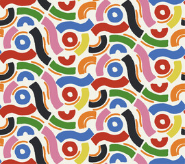 Poster - Abstract pattern consisting of the same type of rounding, repeated in different colors.