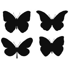 Wall Mural - Black silhouettes of butterflies. A simple set of the most common butterflies.