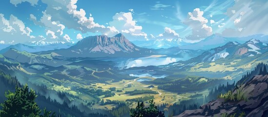 Wall Mural - Mountain Landscape with Lake