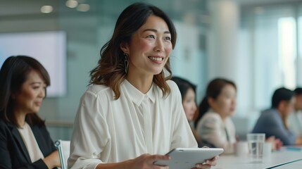 Poster - The businesswoman with a tablet