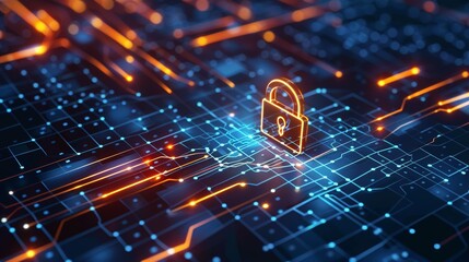 Aufkleber - Lock icon on a digital interface representing internet security