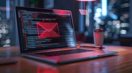 Aufkleber - Phishing email warning on a laptop screen