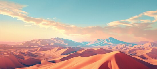 Wall Mural - Desert Landscape with Blue Sky and Clouds