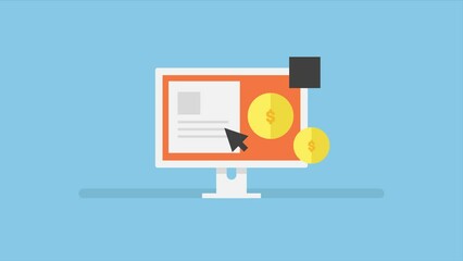 Wall Mural - Making money from blogging, Content generating money. Blog earning money from ad network, High traffic on website. Animation video clip.
