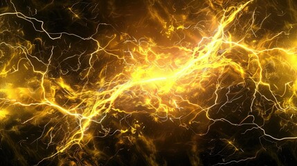 Wall Mural - yellow lightning on night sky background