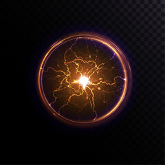 Poster - Bright ball lightning A strong electrical charge of energy in one ring. Element for web design and illustrations. Vector