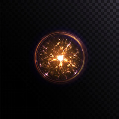 Poster - Bright ball lightning A strong electrical charge of energy in one ring. Element for web design and illustrations. Vector