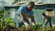 © LukaszDesign - Sustainability, agriculture, rural farmer calls Agricultural job involving grain, leaves, and soil. Environmental, nutritional, and spring-harvest plant growth farming